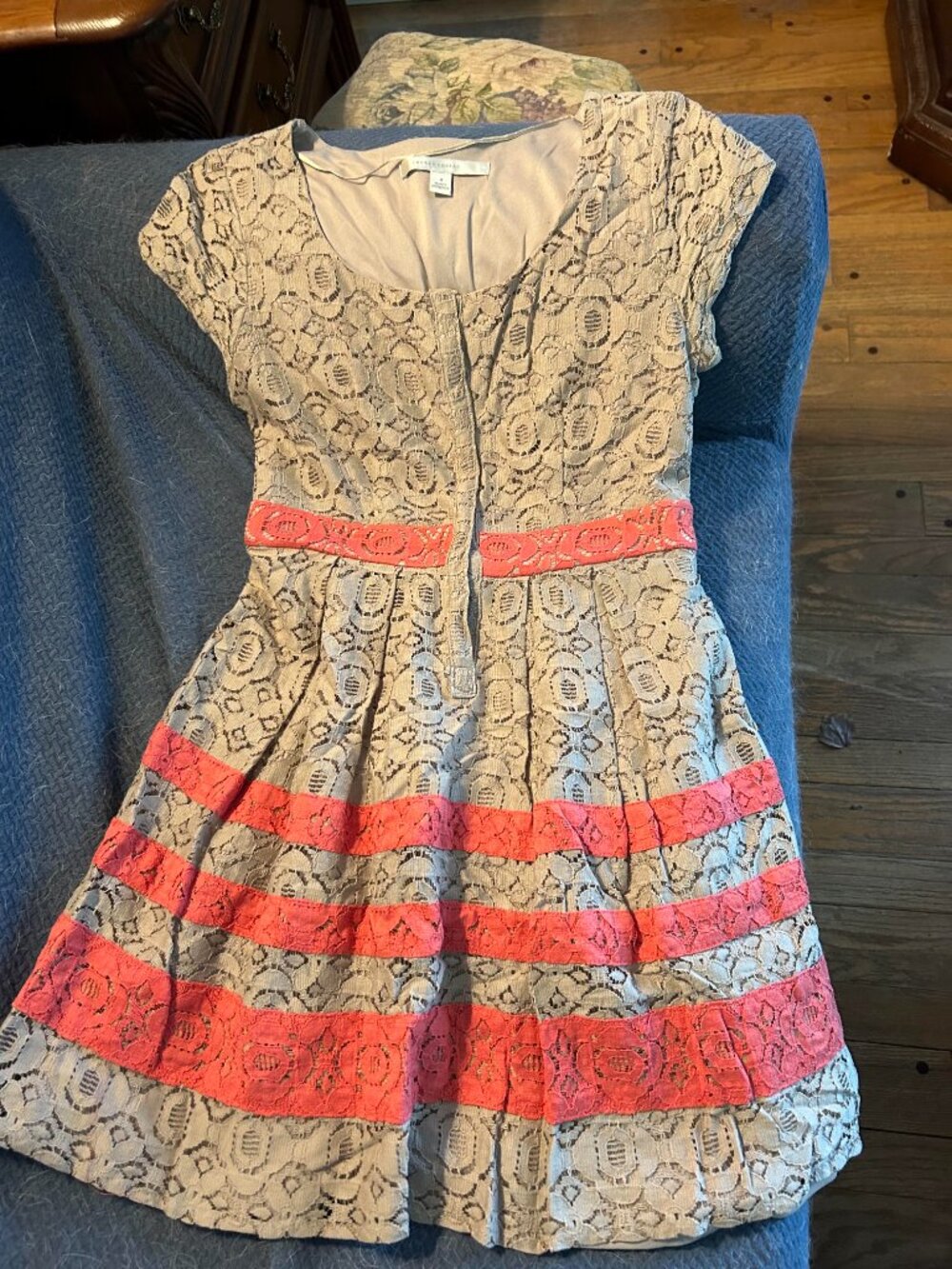 LC Lauren Conrad Beige Lace Dress